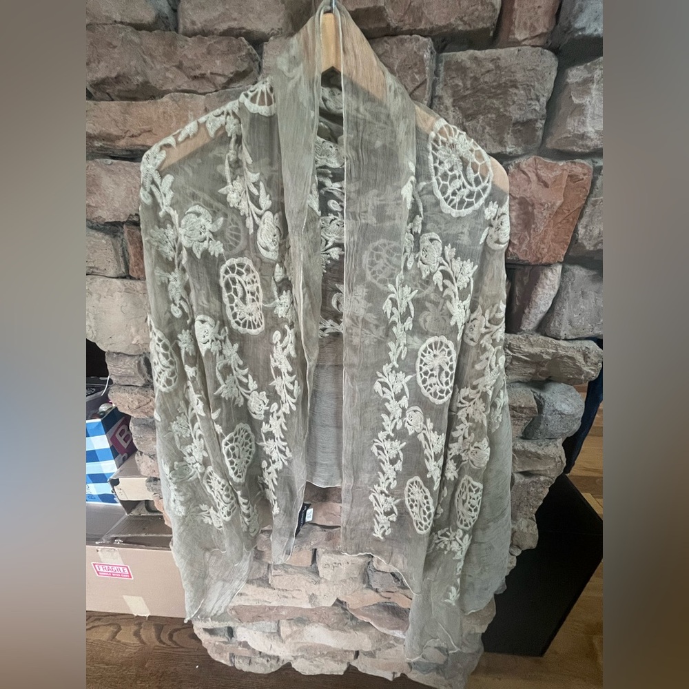 Clever Carriage Company Elegant Sheer Embroidered Scarf